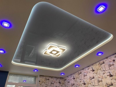 Двухуровневый натяжной потолок с подсветкой - Фото 2